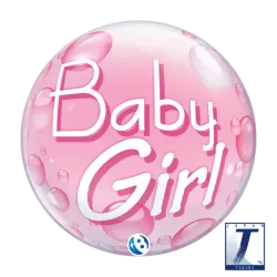 22" Bubble Κορίτσι Ροζ & κομφετί πουά