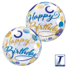 22" Bubble Γενέθλια Μπλε & Χρυσά Πουά
