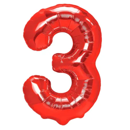 "3" Number 95cm Red