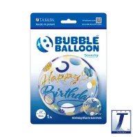22" Bubble Γενέθλια Μπλε & Χρυσά Πουά